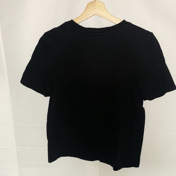H&M Rose Embroidered T-Shirt Size X-Small Black - Picture 4 of 5